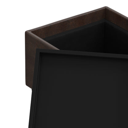 Distressed Brown | Rockwood 24 inch Square Storage Ottoman with Tray Top