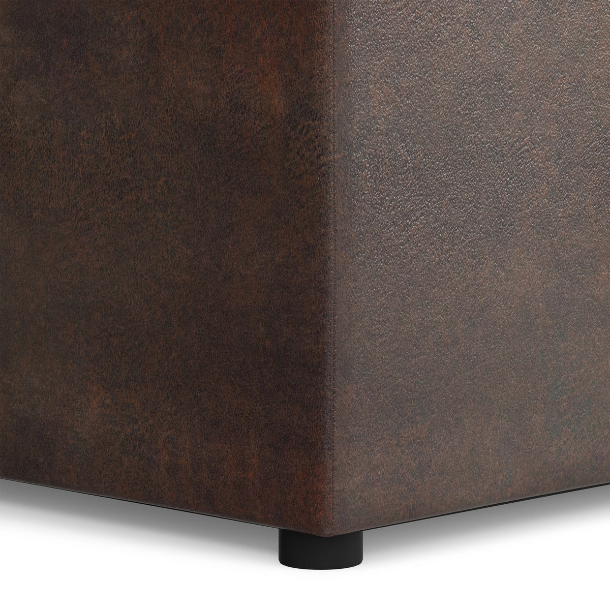 Distressed Brown | Rockwood 24 inch Square Storage Ottoman with Tray Top
