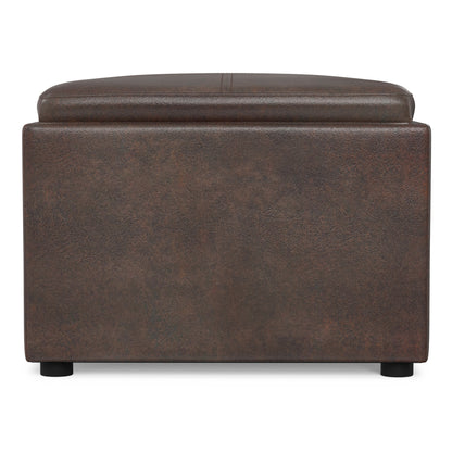 Distressed Brown | Rockwood 24 inch Square Storage Ottoman with Tray Top