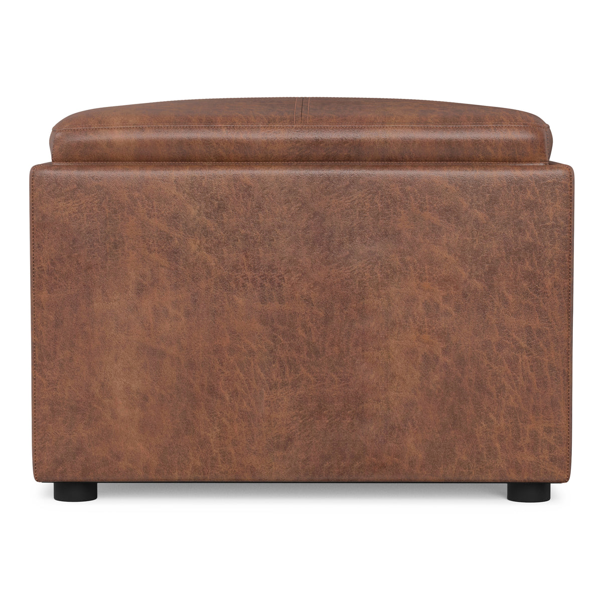 Distressed Saddle Brown | Rockwood 24 inch Square Storage Ottoman with Tray Top