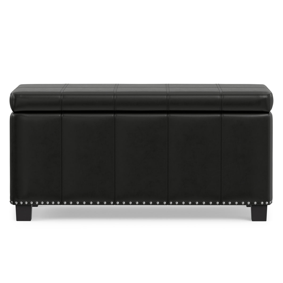 Midnight Black Vegan Leather | Amelia Storage Ottoman Bench