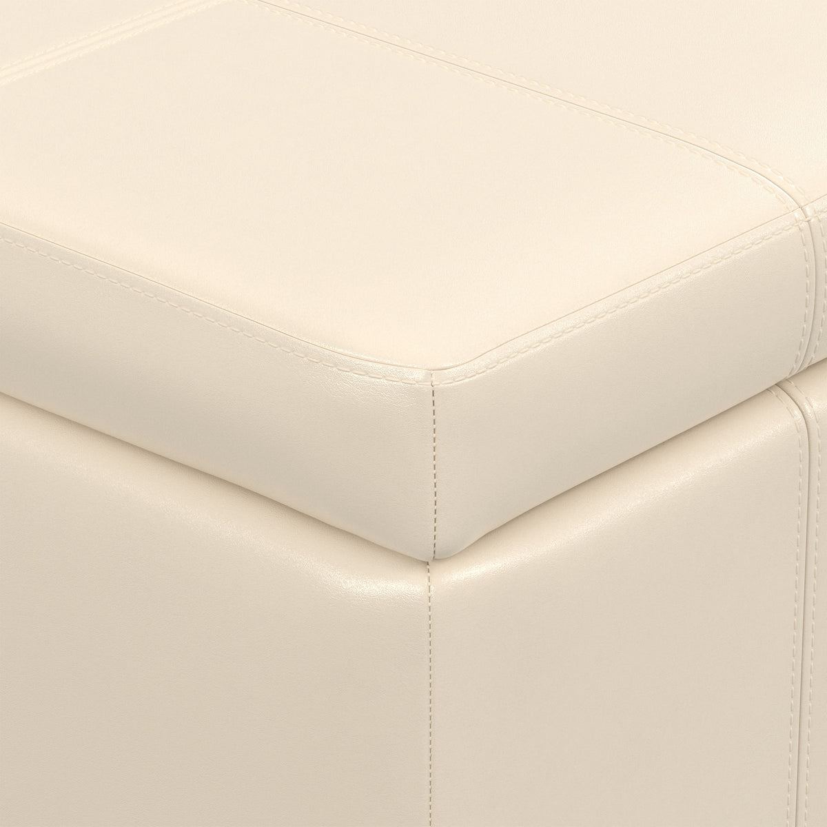 Satin Cream Vegan Leather | Amelia Storage Ottoman Bench