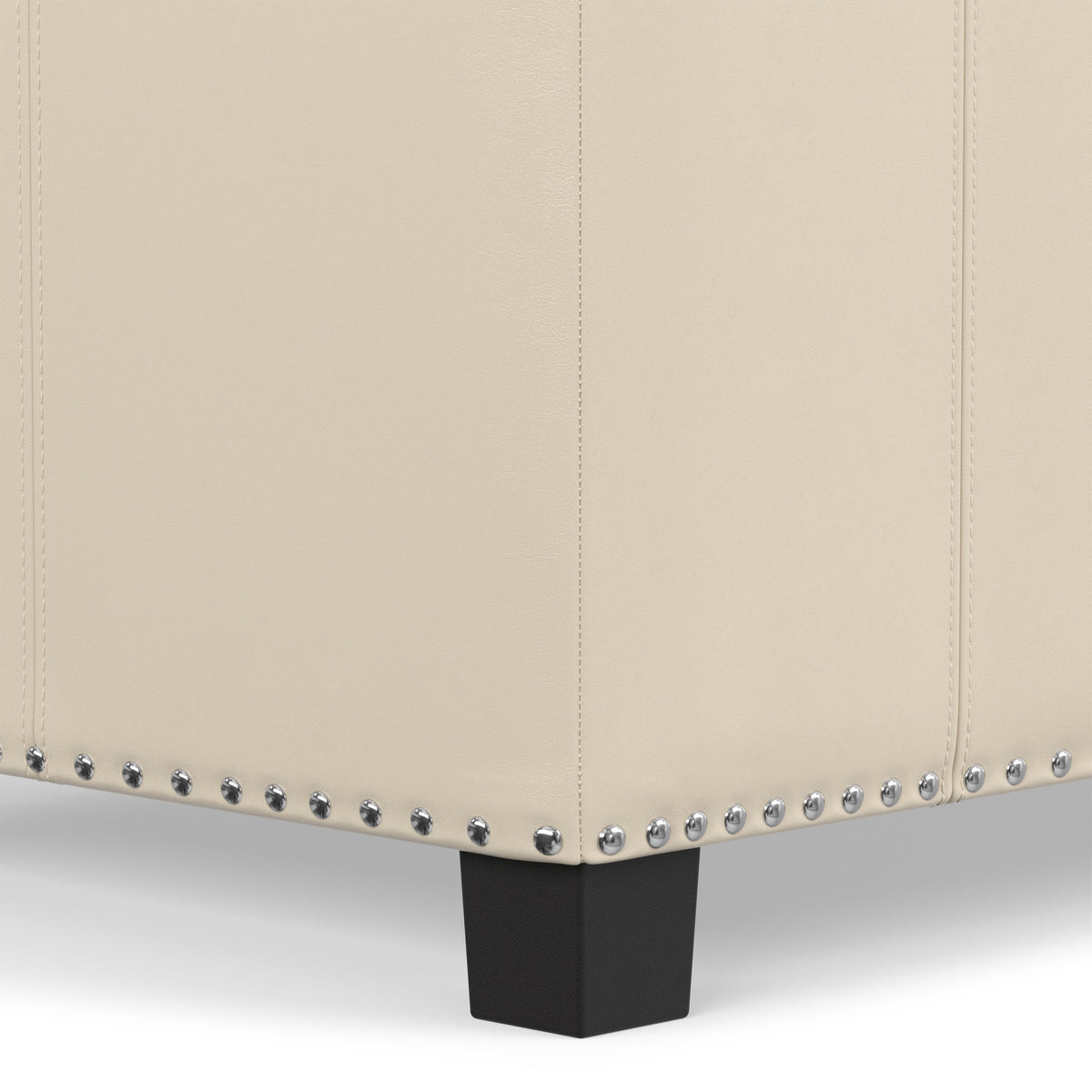 Satin Cream Vegan Leather | Amelia Storage Ottoman Bench