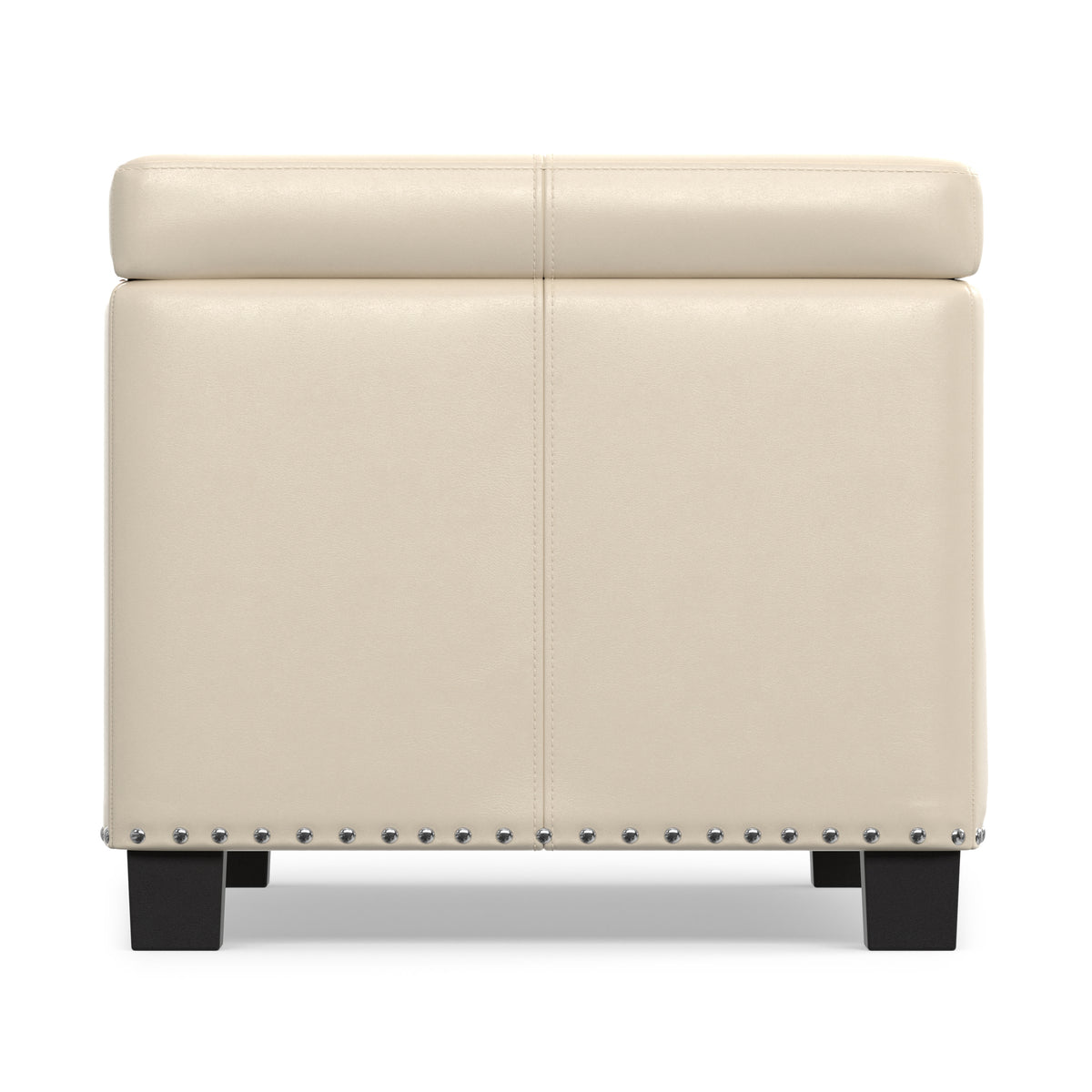 Satin Cream Vegan Leather | Amelia Storage Ottoman Bench