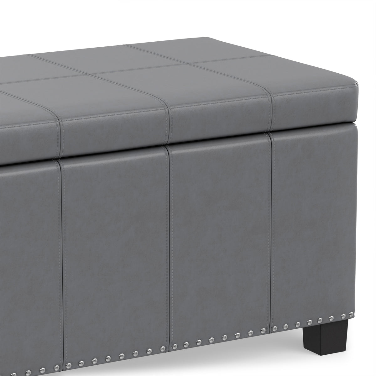 Stone Grey Vegan Leather | Amelia Storage Ottoman Bench