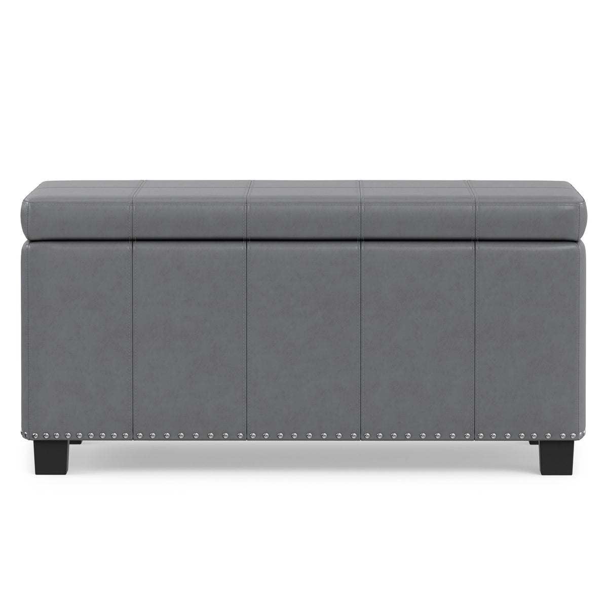 Stone Grey Vegan Leather | Amelia Storage Ottoman Bench