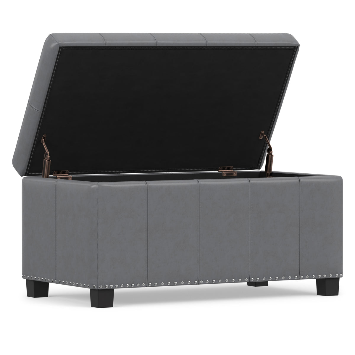 Stone Grey Vegan Leather | Amelia Storage Ottoman Bench