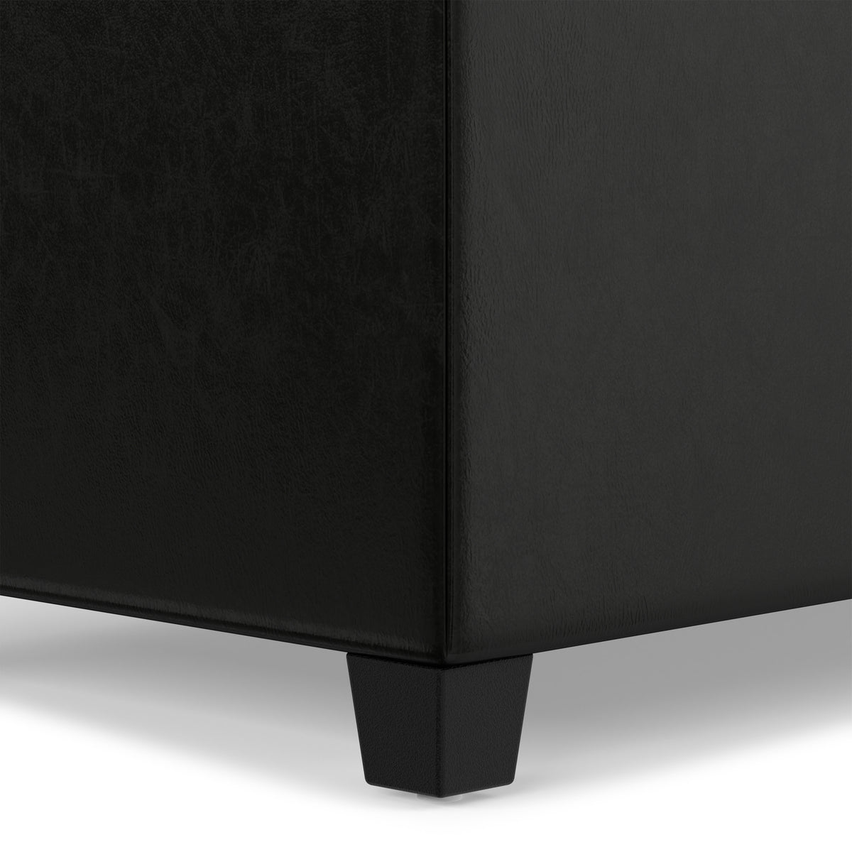 Midnight Black Vegan Leather | Sienna Storage Ottoman in Vegan Leather