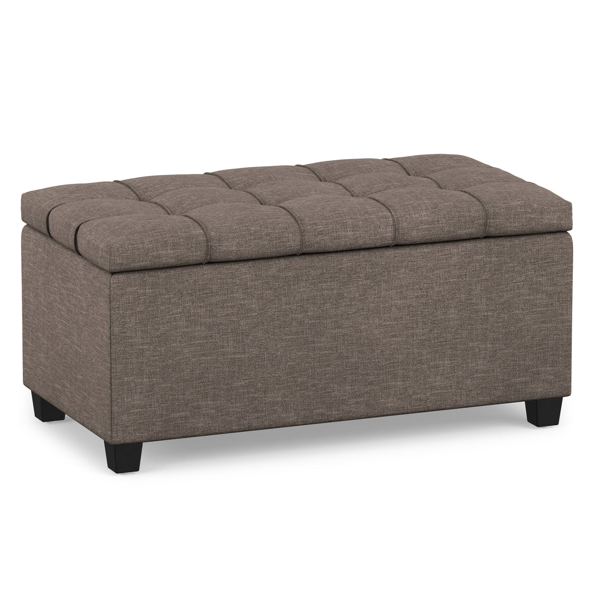 Fawn Brown Linen Style Fabric | Sienna Storage Ottoman in Linen