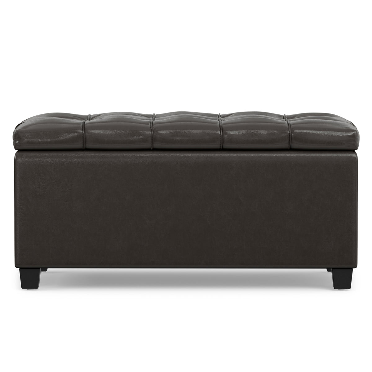 Tanners Brown Vegan Leather | Sienna Storage Ottoman in Vegan Leather