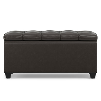 Tanners Brown Vegan Leather | Sienna Storage Ottoman in Vegan Leather