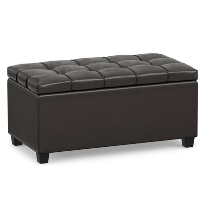 Tanners Brown Vegan Leather | Sienna Storage Ottoman in Vegan Leather