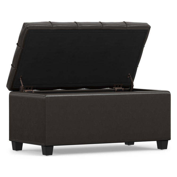 Tanners Brown Vegan Leather | Sienna Storage Ottoman in Vegan Leather
