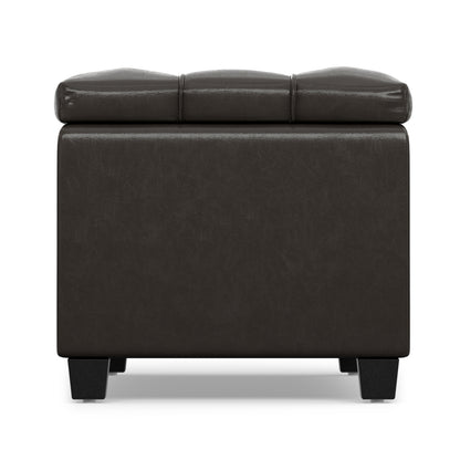 Tanners Brown Vegan Leather | Sienna Storage Ottoman in Vegan Leather
