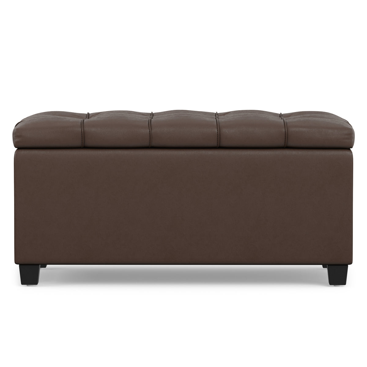 Chocolate Brown Vegan Leather | Sienna Storage Ottoman in Vegan Leather