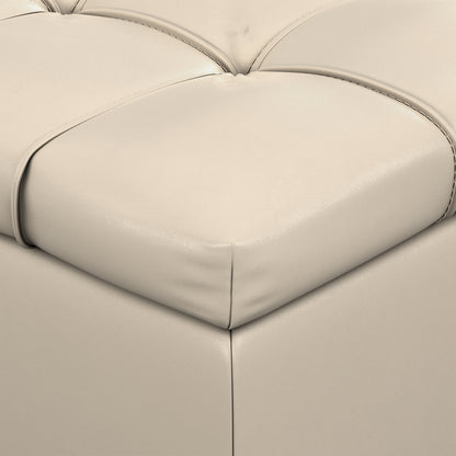 Satin Cream Vegan Leather | Sienna Storage Ottoman in Vegan Leather