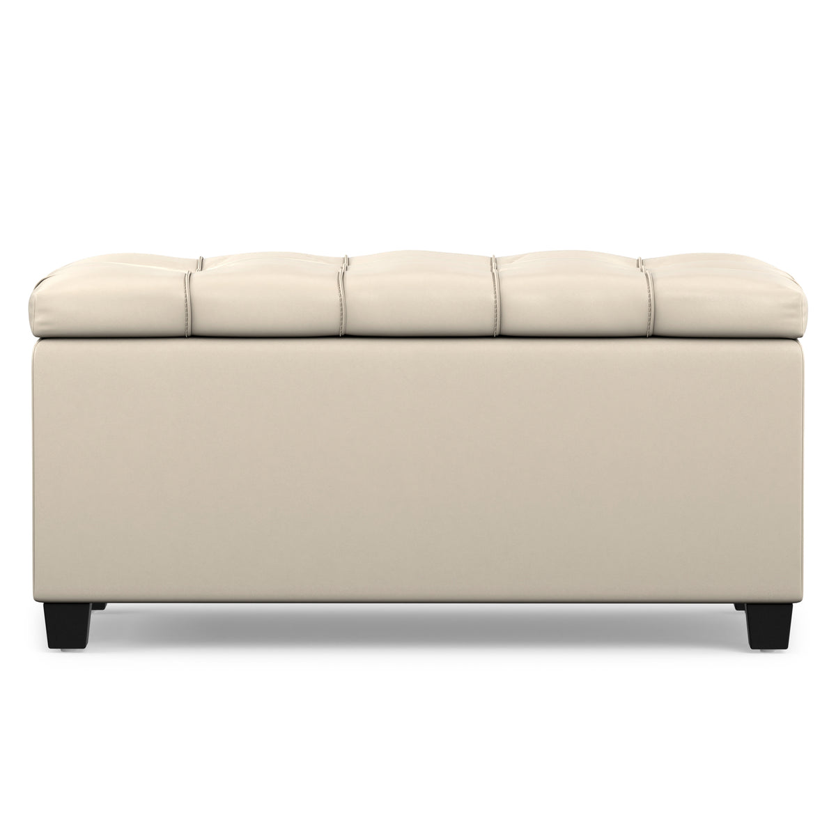 Satin Cream Vegan Leather | Sienna Storage Ottoman in Vegan Leather