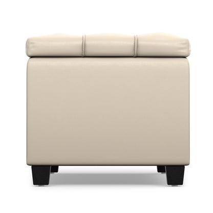 Satin Cream Vegan Leather | Sienna Storage Ottoman in Vegan Leather