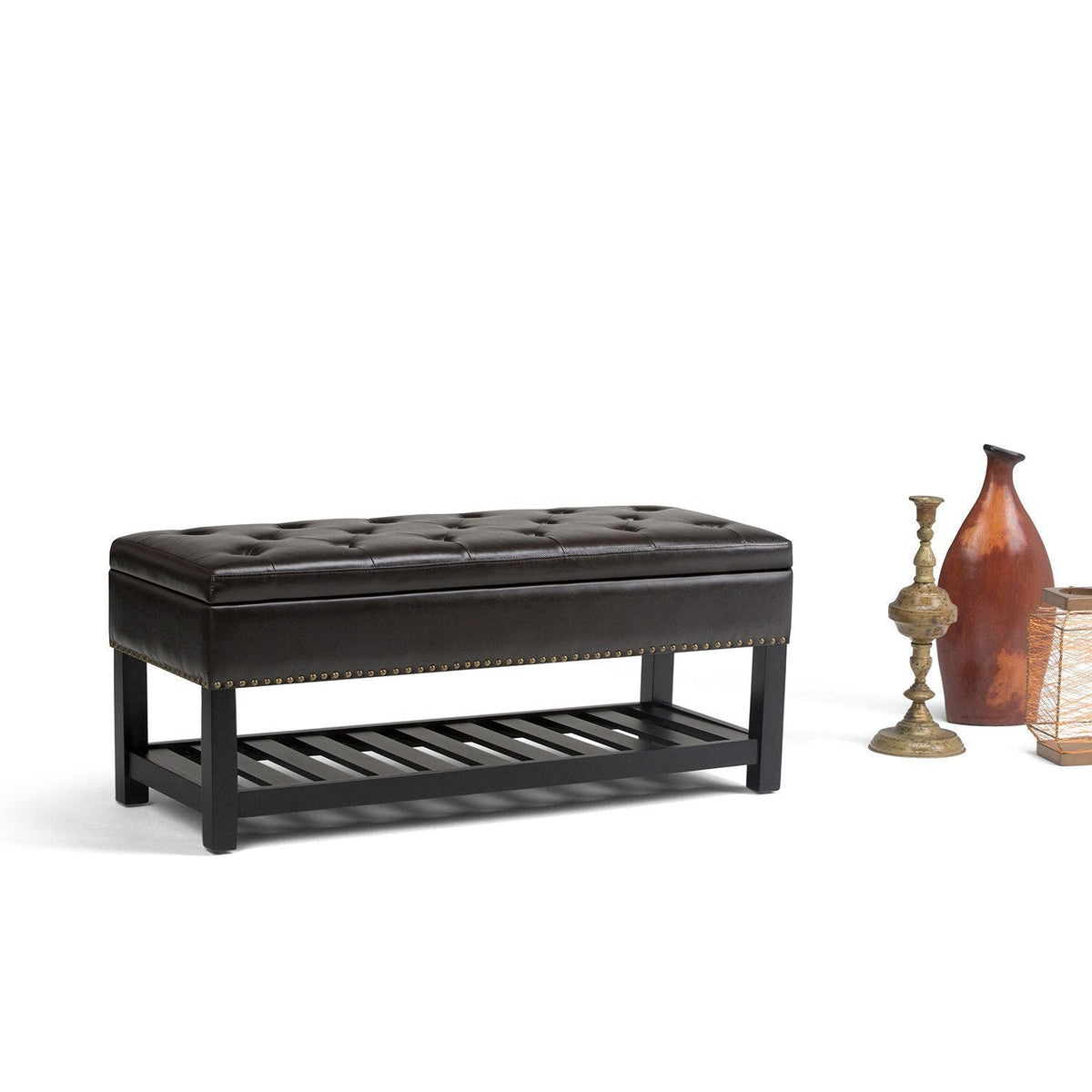 Tanners Brown Vegan Leather | Lomond Storage Ottoman Bench