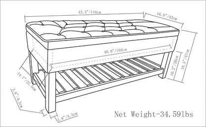Tanners Brown Vegan Leather | Lomond Storage Ottoman Bench