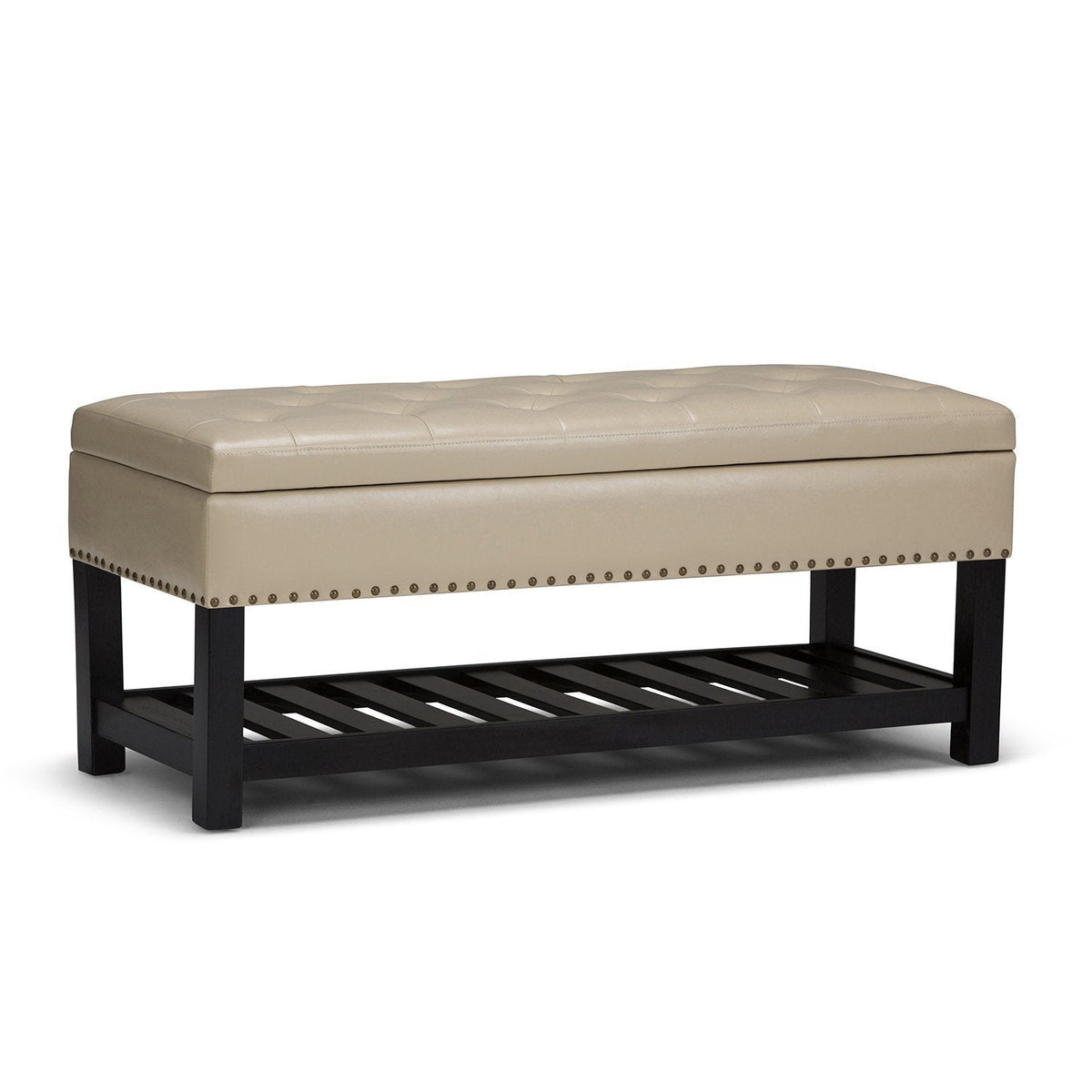 Satin Cream Vegan Leather | Lomond Storage Ottoman Bench