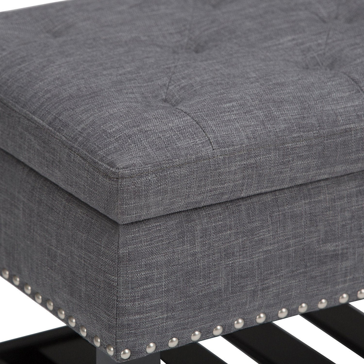 Slate Grey Linen Style Polyester | Lomond Storage Ottoman Bench