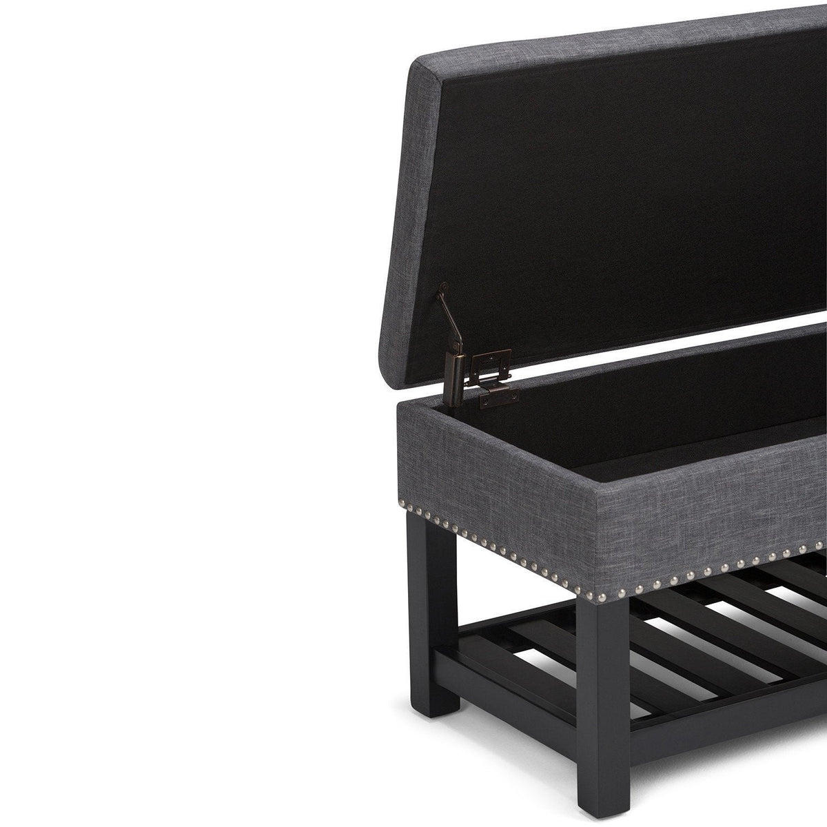 Slate Grey Linen Style Polyester | Lomond Storage Ottoman Bench