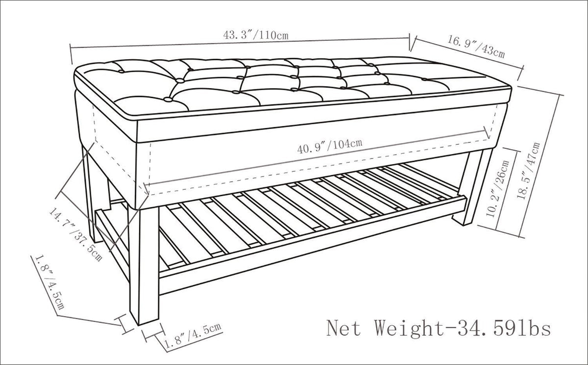 Slate Grey Linen Style Polyester | Lomond Storage Ottoman Bench