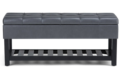 Stone Grey Vegan Leather | Saxon Storage Ottoman Bench