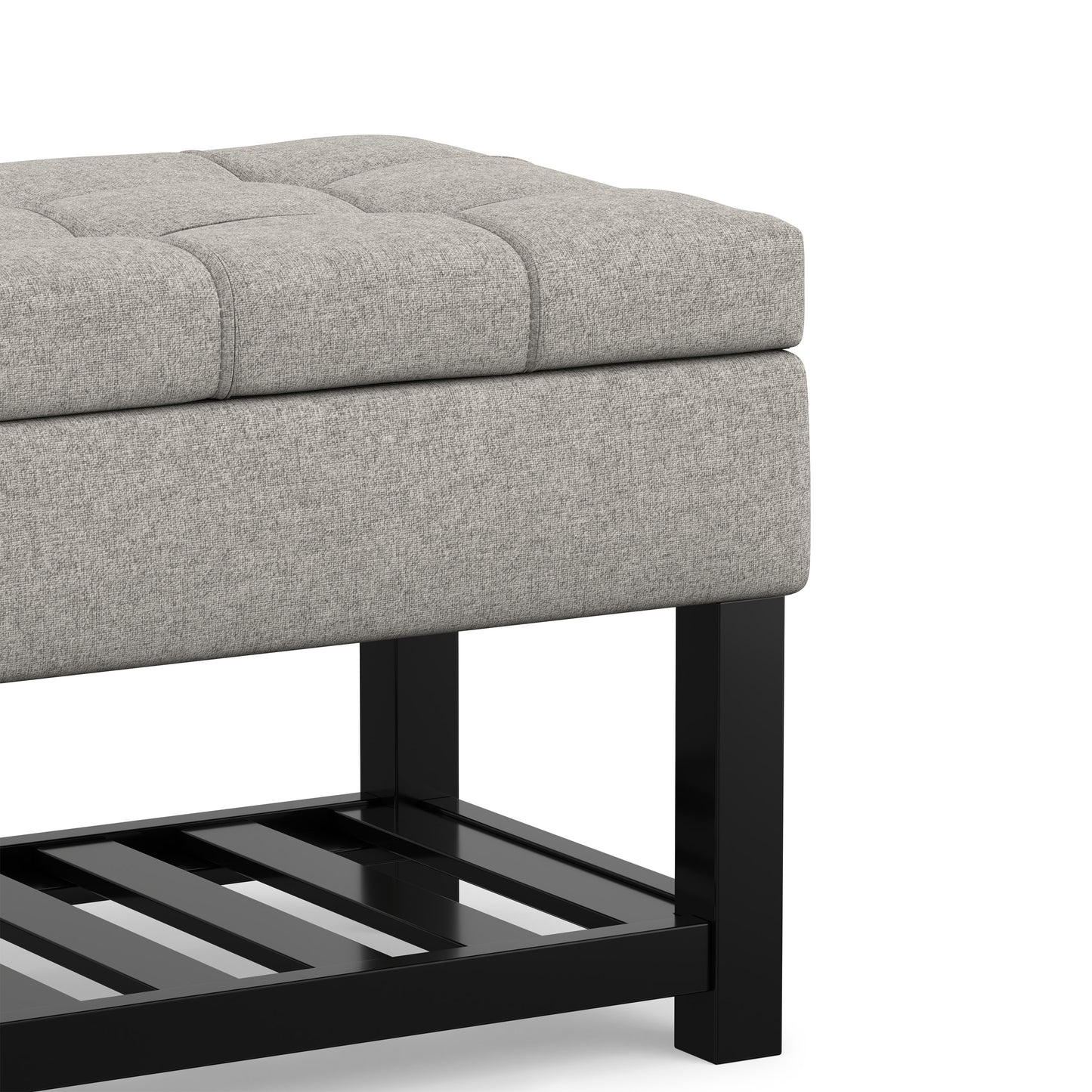 Cloud Grey Linen Style Fabric | Saxon Storage Ottoman Bench
