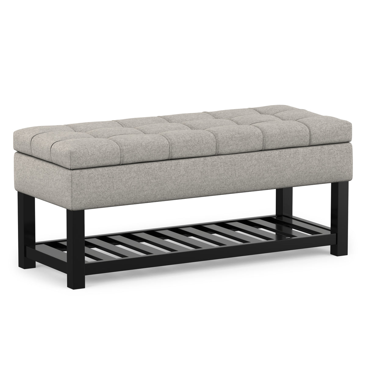 Cloud Grey Linen Style Fabric | Saxon Storage Ottoman Bench