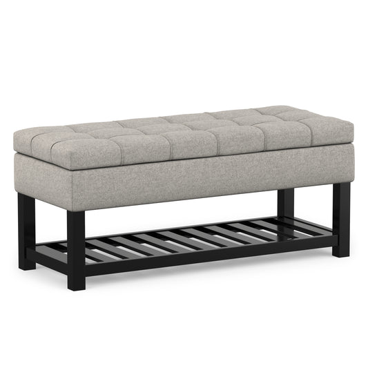 Cloud Grey Linen Style Fabric | Saxon Storage Ottoman Bench