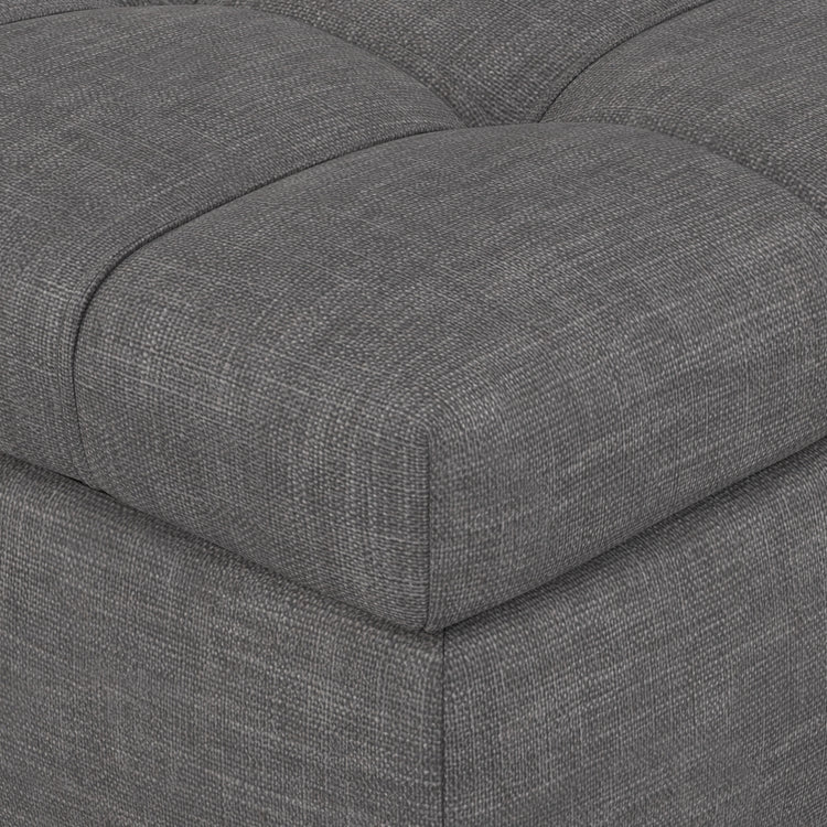 Slate Grey Linen Style Fabric | Saxon Storage Ottoman Bench