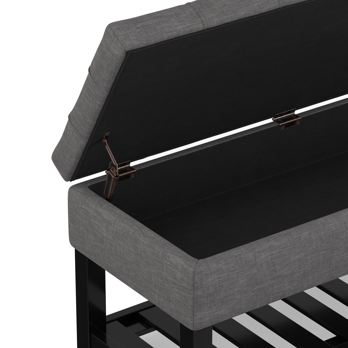 Slate Grey Linen Style Fabric | Saxon Storage Ottoman Bench