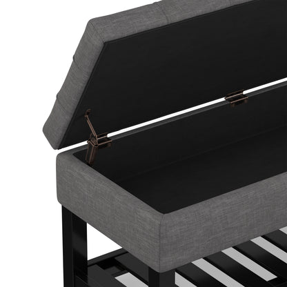 Slate Grey Linen Style Fabric | Saxon Storage Ottoman Bench