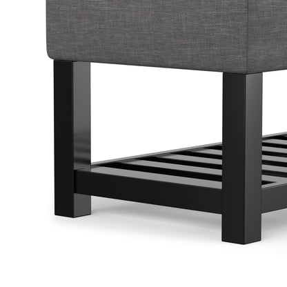 Slate Grey Linen Style Fabric | Saxon Storage Ottoman Bench