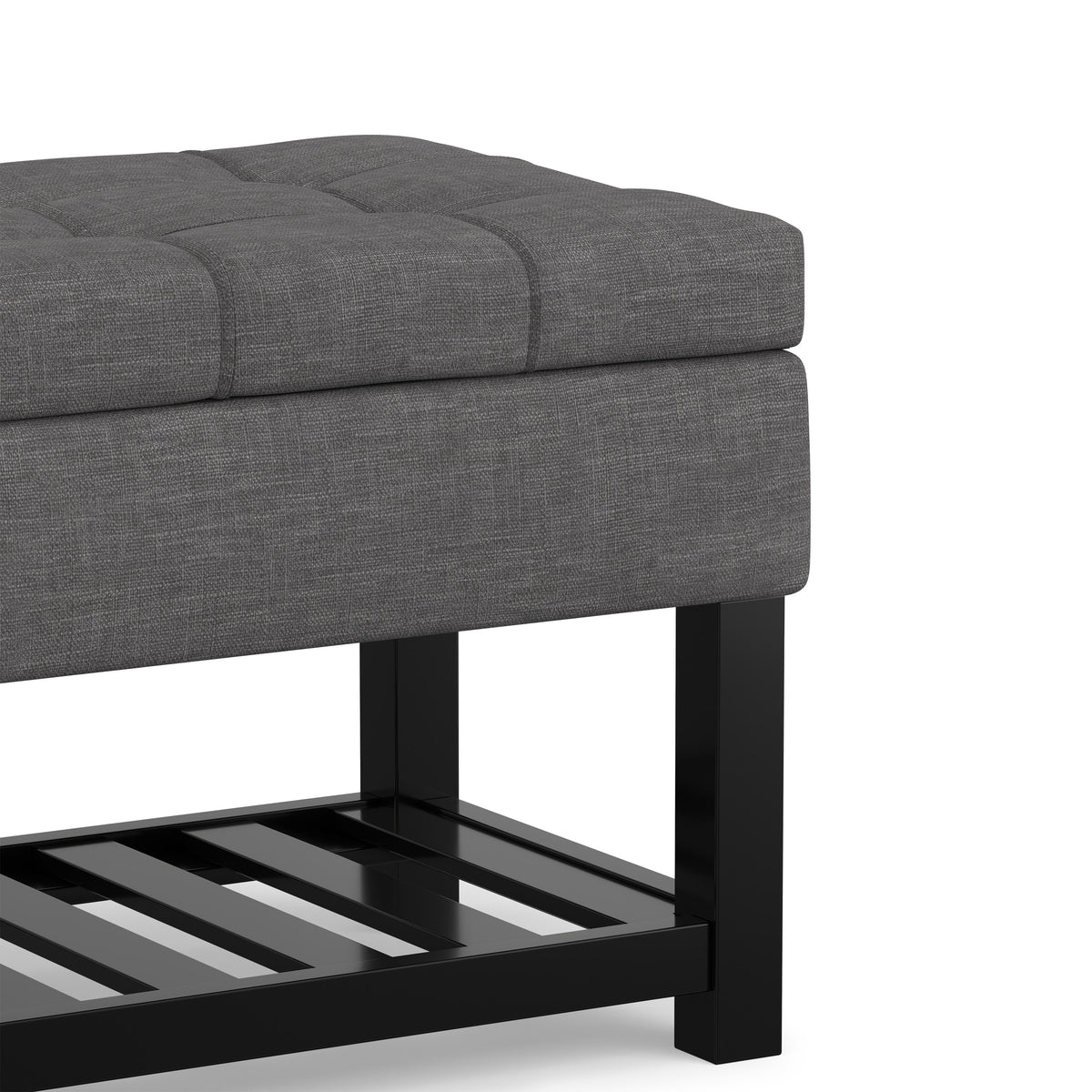 Slate Grey Linen Style Fabric | Saxon Storage Ottoman Bench