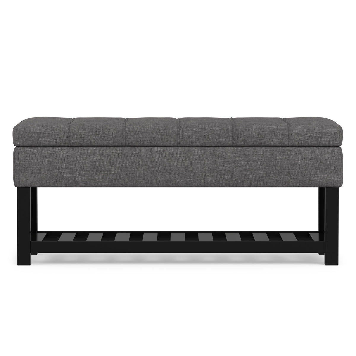 Slate Grey Linen Style Fabric | Saxon Storage Ottoman Bench