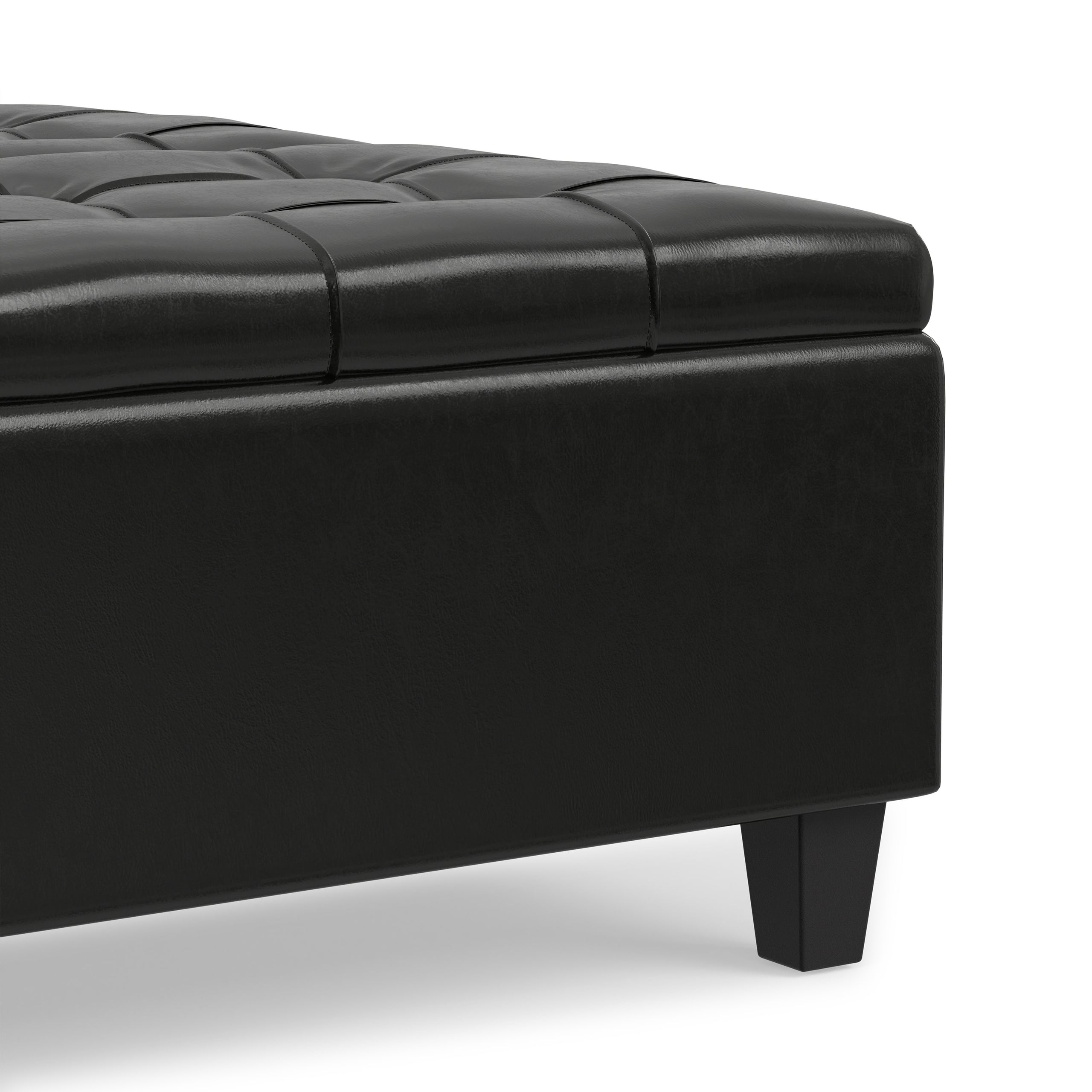 Midnight Black Vegan Leather | Harrison Coffee Table Storage Ottoman