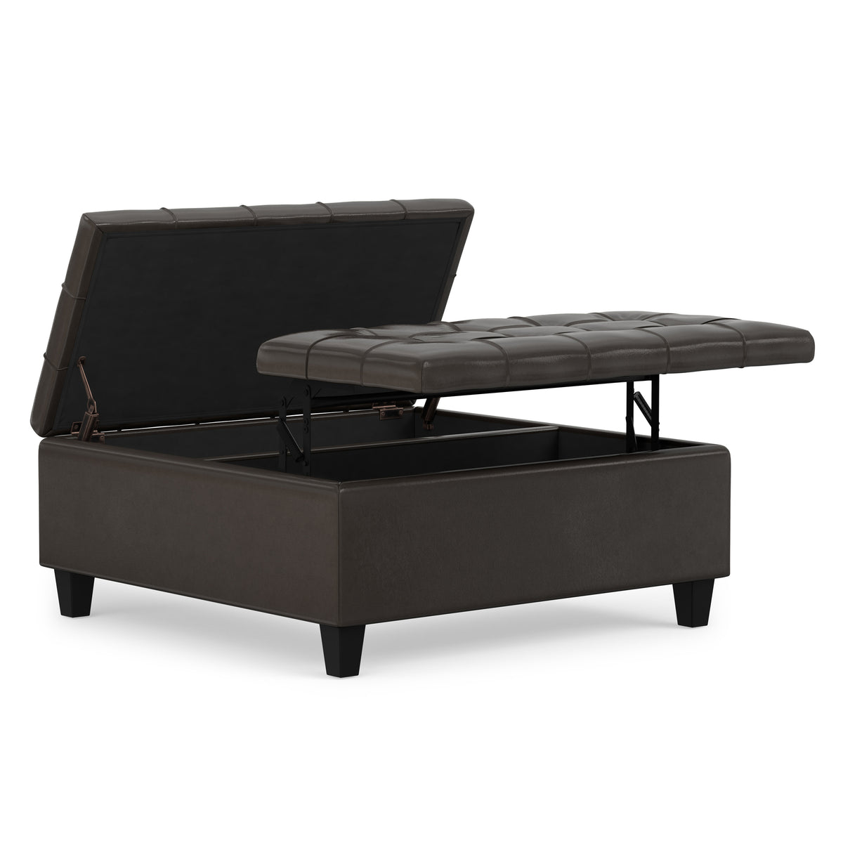 Tanners Brown Vegan Leather | Harrison Coffee Table Storage Ottoman