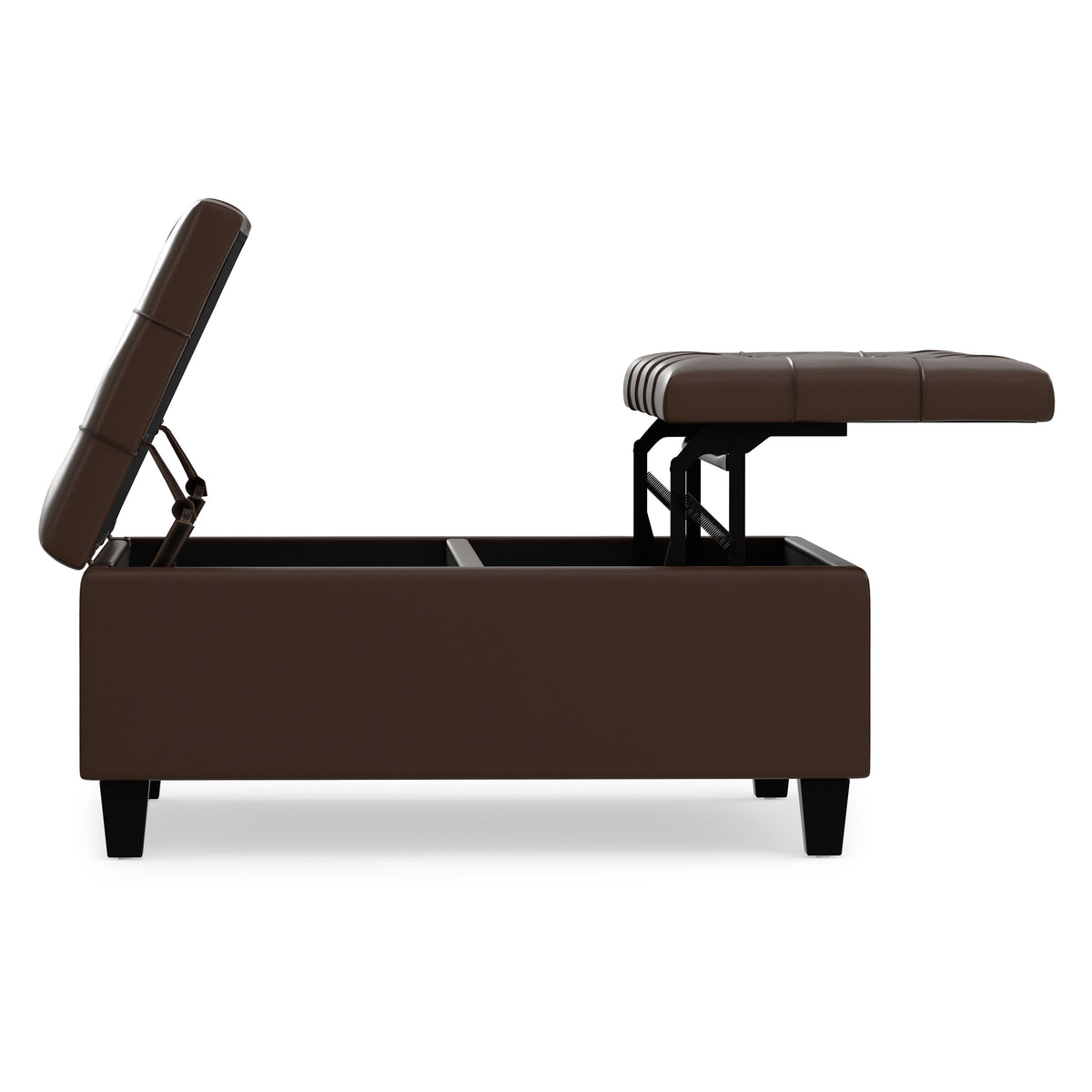 Chocolate Brown Vegan Leather | Harrison Coffee Table Storage Ottoman