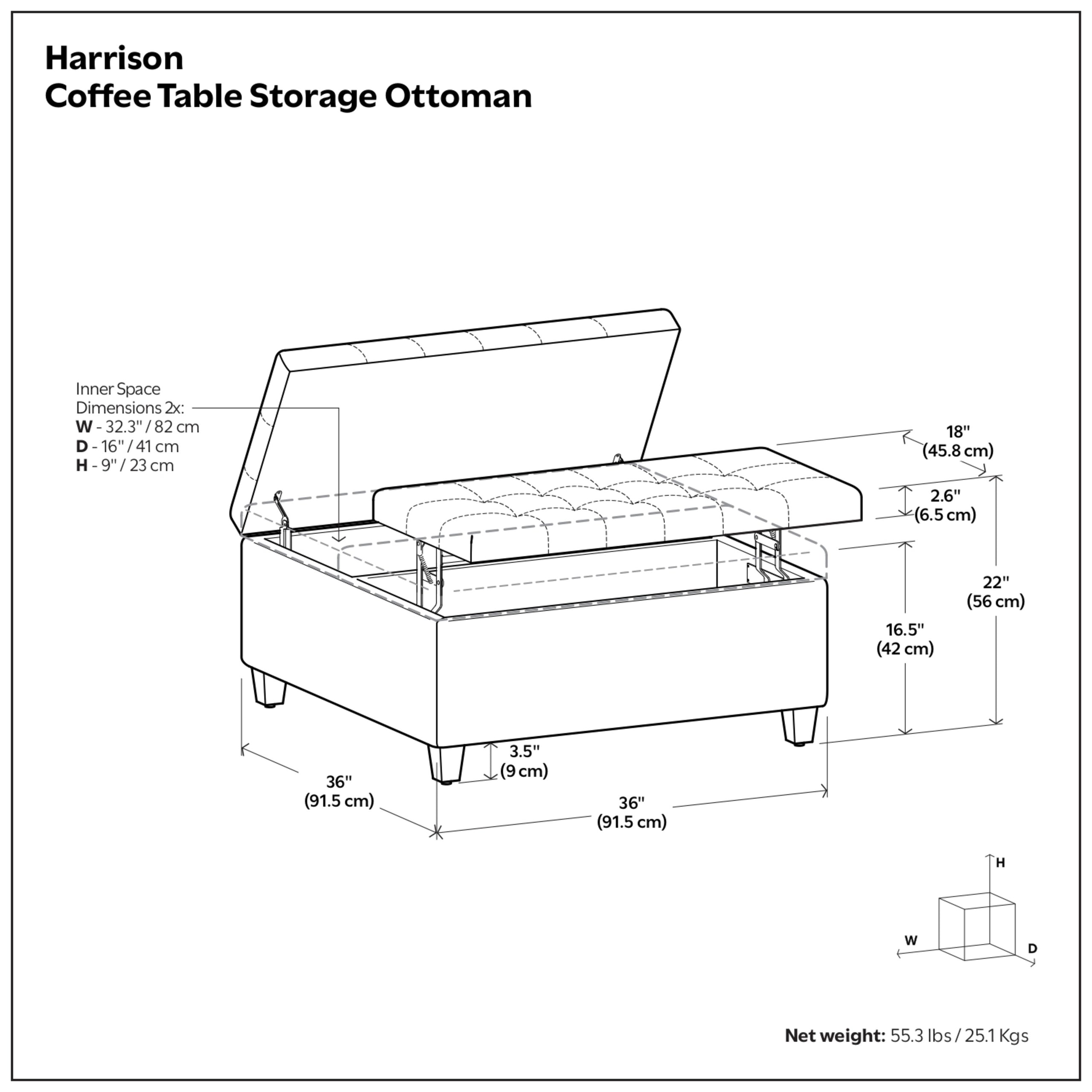 Distressed Black Distressed Vegan Leather | Harrison Coffee Table Storage Ottoman