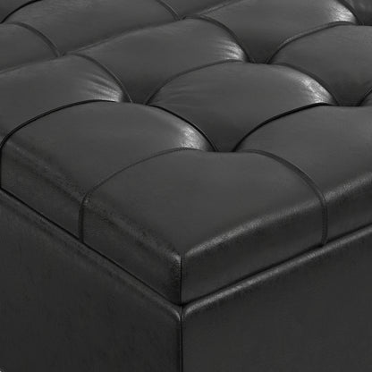 Distressed Black Distressed Vegan Leather | Harrison Coffee Table Storage Ottoman
