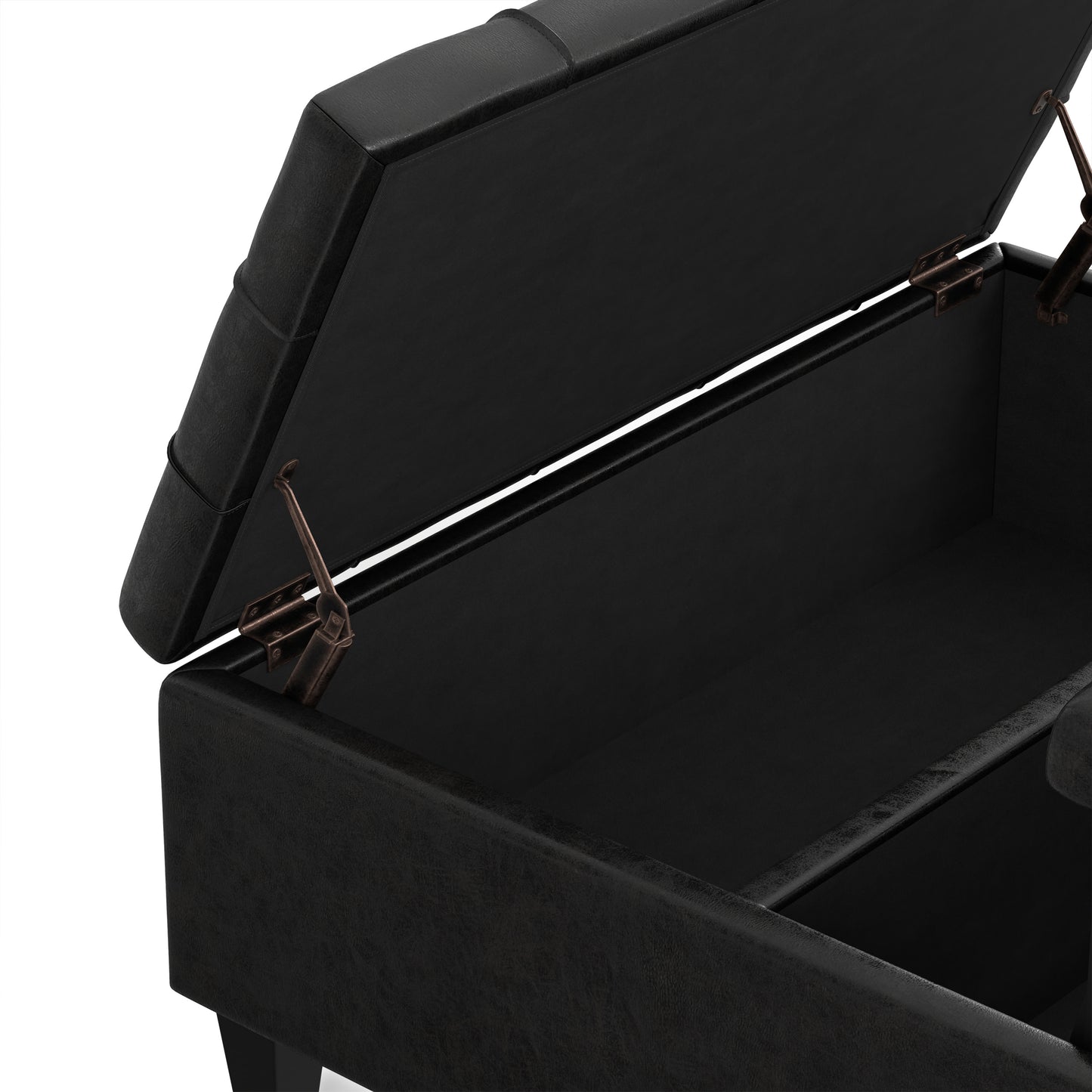Distressed Black Distressed Vegan Leather | Harrison Coffee Table Storage Ottoman