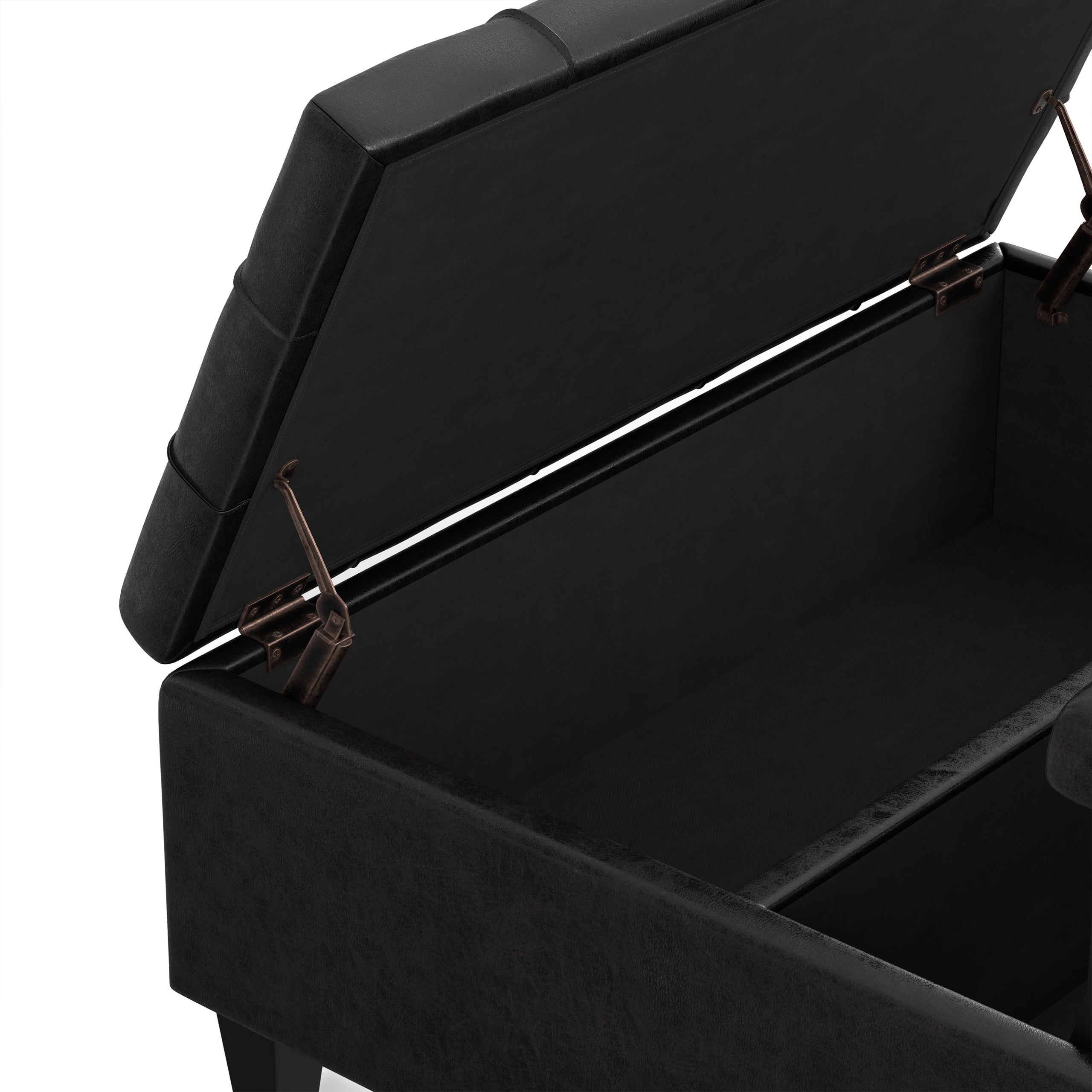 Distressed Black Distressed Vegan Leather | Harrison Coffee Table Storage Ottoman