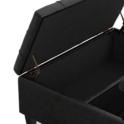 Distressed Black Distressed Vegan Leather | Harrison Coffee Table Storage Ottoman