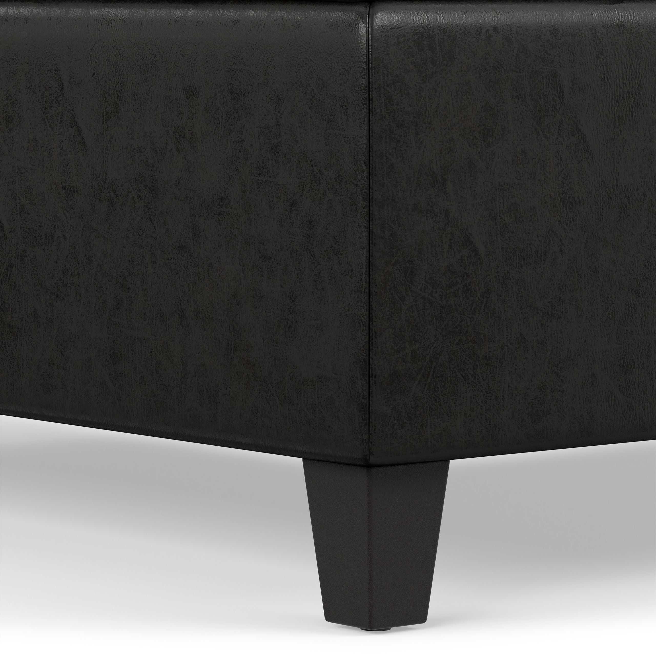 Distressed Black Distressed Vegan Leather | Harrison Coffee Table Storage Ottoman