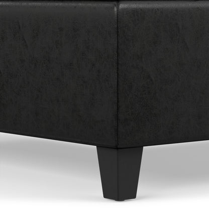 Distressed Black Distressed Vegan Leather | Harrison Coffee Table Storage Ottoman