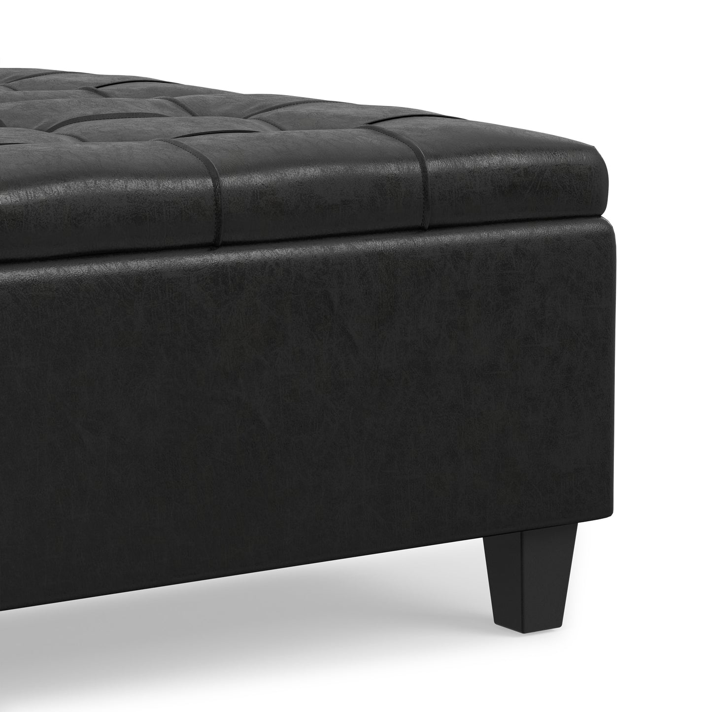 Distressed Black Distressed Vegan Leather | Harrison Coffee Table Storage Ottoman