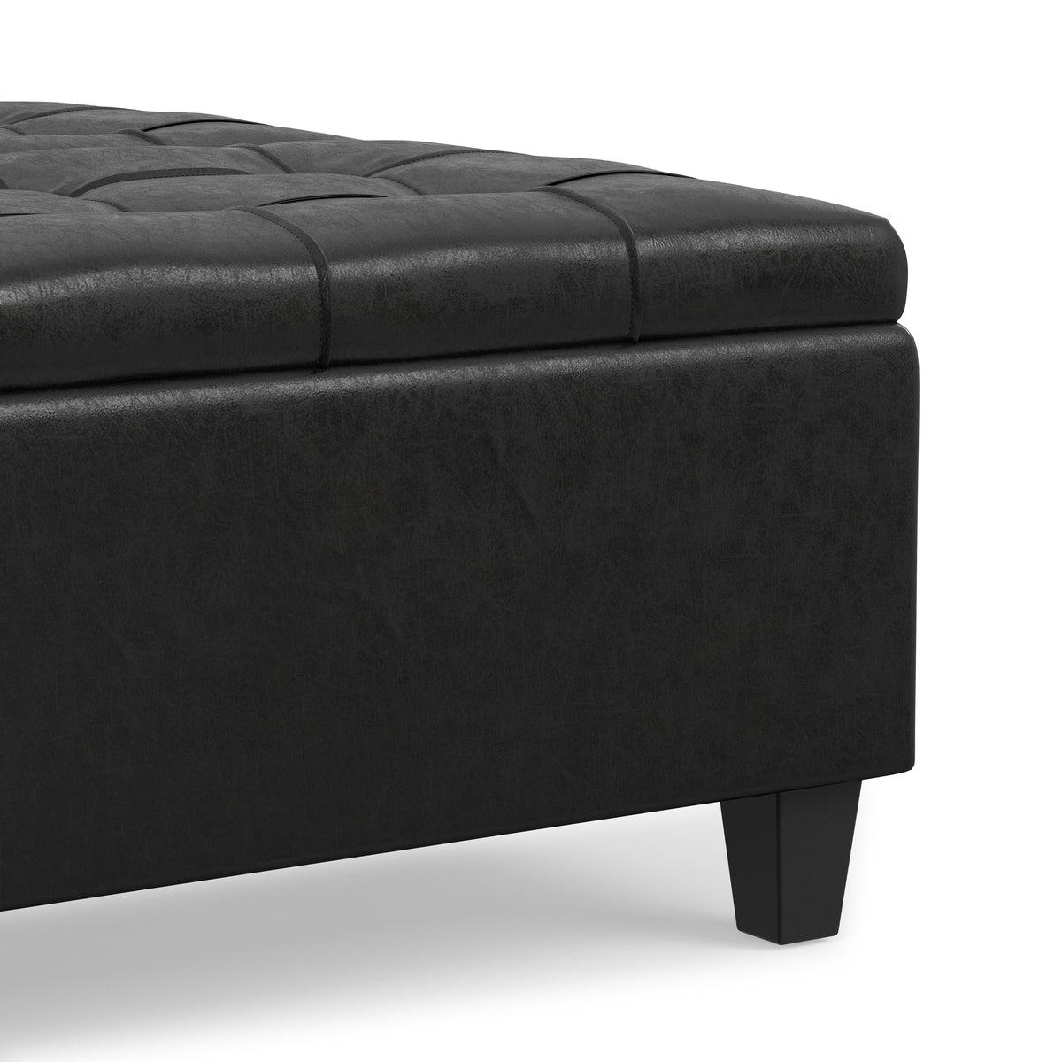 Distressed Black Distressed Vegan Leather | Harrison Coffee Table Storage Ottoman